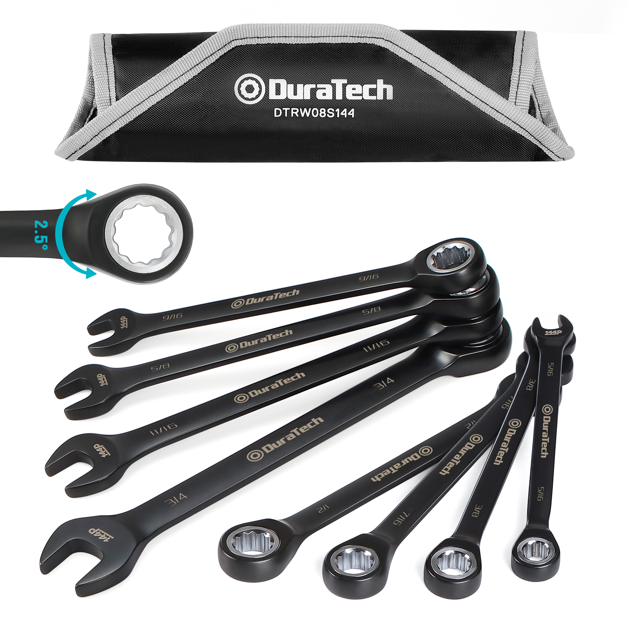 144-Position Ratcheting Wrench Set, SAE