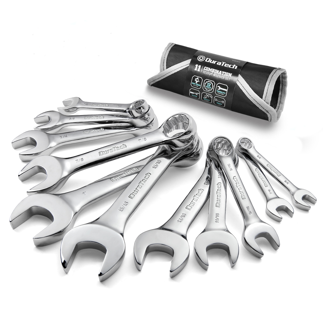 Stubby Combination Wrench Set, SAE