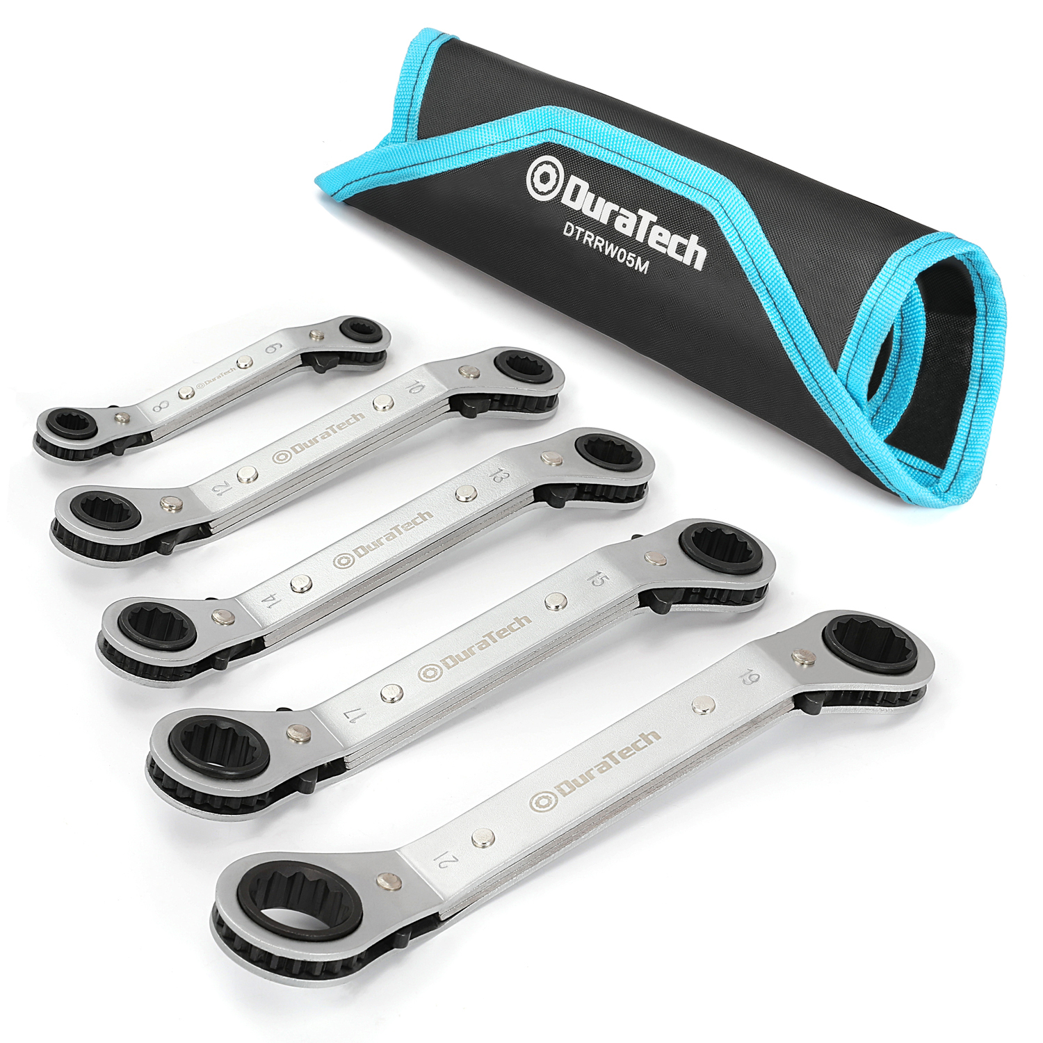 Double Offset Box End Reversible Ratcheting Wrench Set Metric