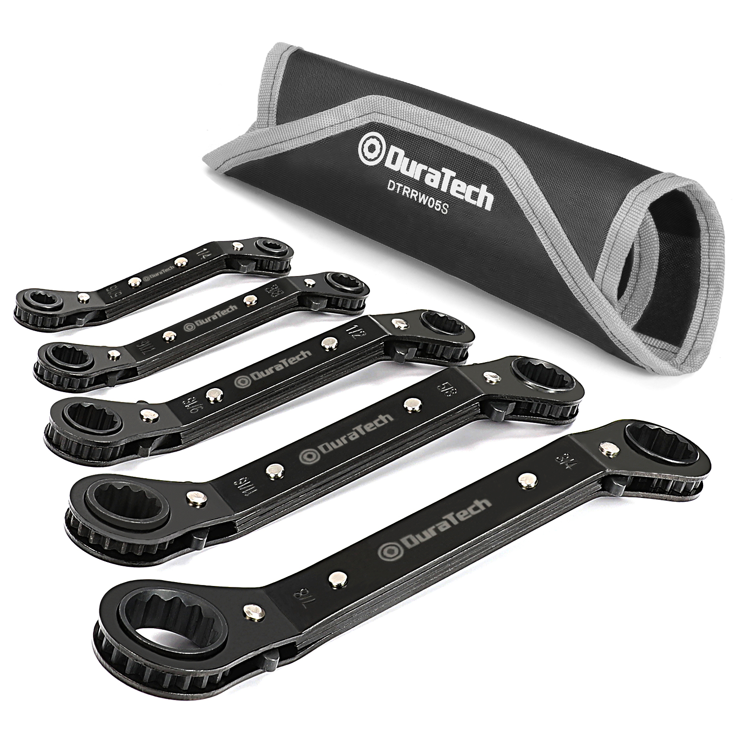 Double Offset Box End Reversible Ratcheting Wrench Set SAE