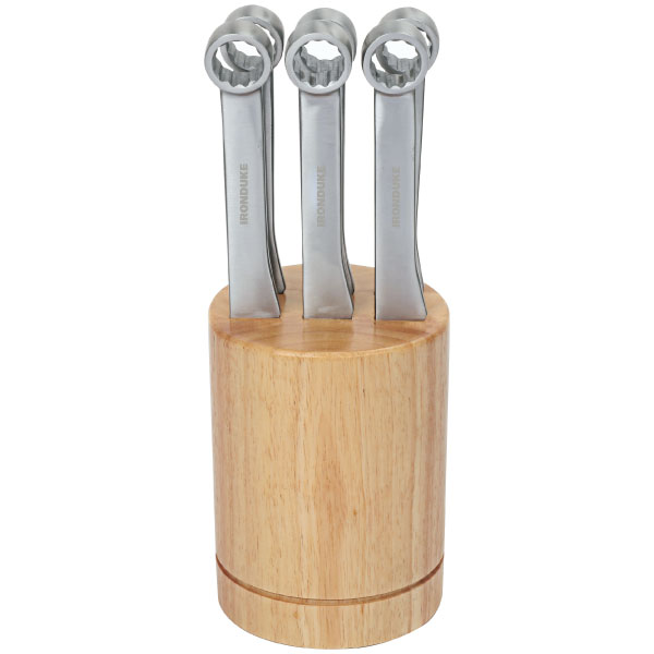 6PIECE STEAK KNIFE BOX END SPANNER SETS WITH WOOD BLOCK